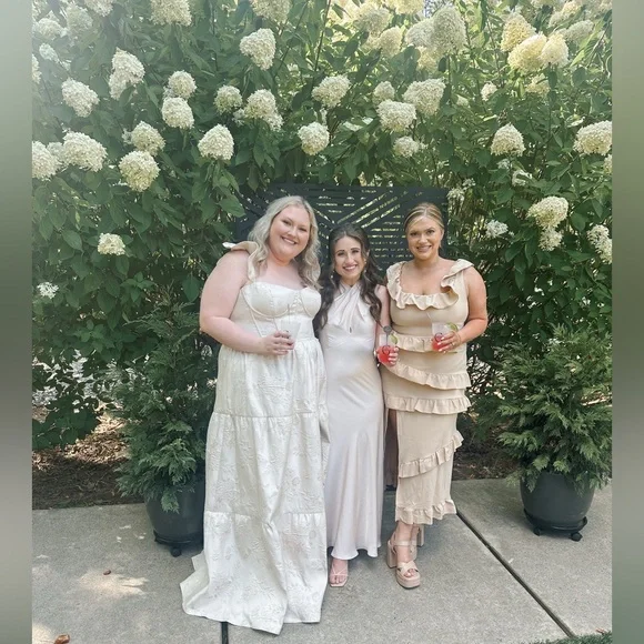 Revelry Luxe Violet Jacquard Dress Flutter Strap Corset Back Size 24 Champagne - Picture 8 of 16